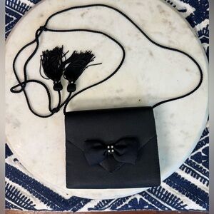 VTG - La Regale black satin evening bag